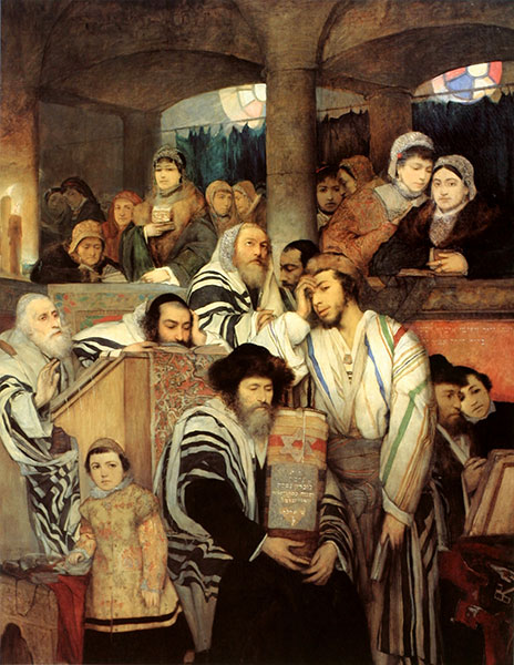Maurycy Gottlieb Jews Praying in the Synagogue on Yom Kippur