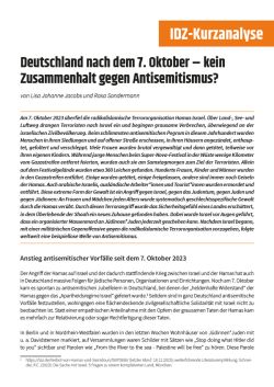 IDZ-Kurzanalyse: Deutschland nach dem 7. Oktober – kein Zusammenhalt gegen Antisemitismus? Von Lisa Jacobs und Rosa Sondermann